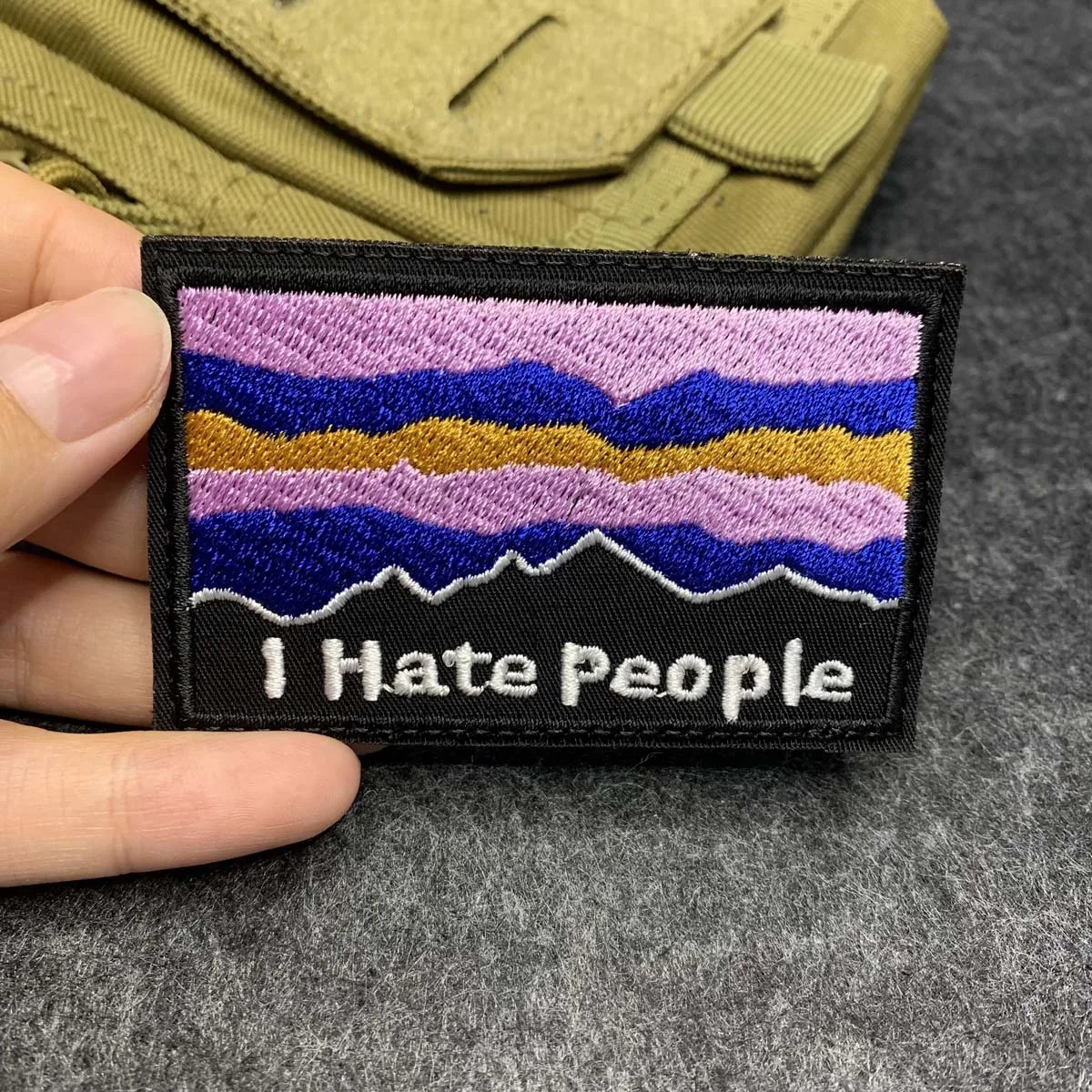 I Hate People Funny Embroidered Patch, Outdoor Meme Morale Badge with Hook & Loop, Hiking Camping Backpack Gift