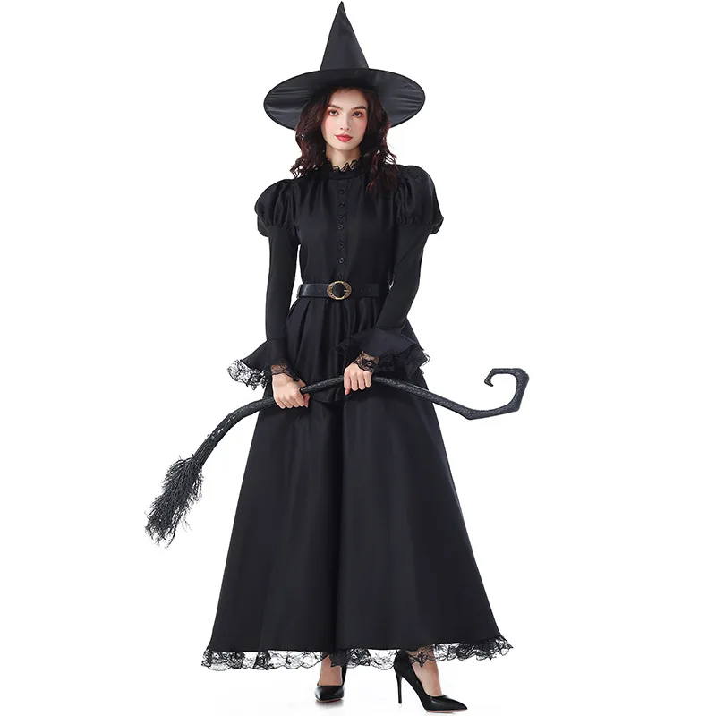 

Halloween Costumes, Party Movies, Character Costumes, Witch, Black Temperament, Lace, Witch Dress, Magician.