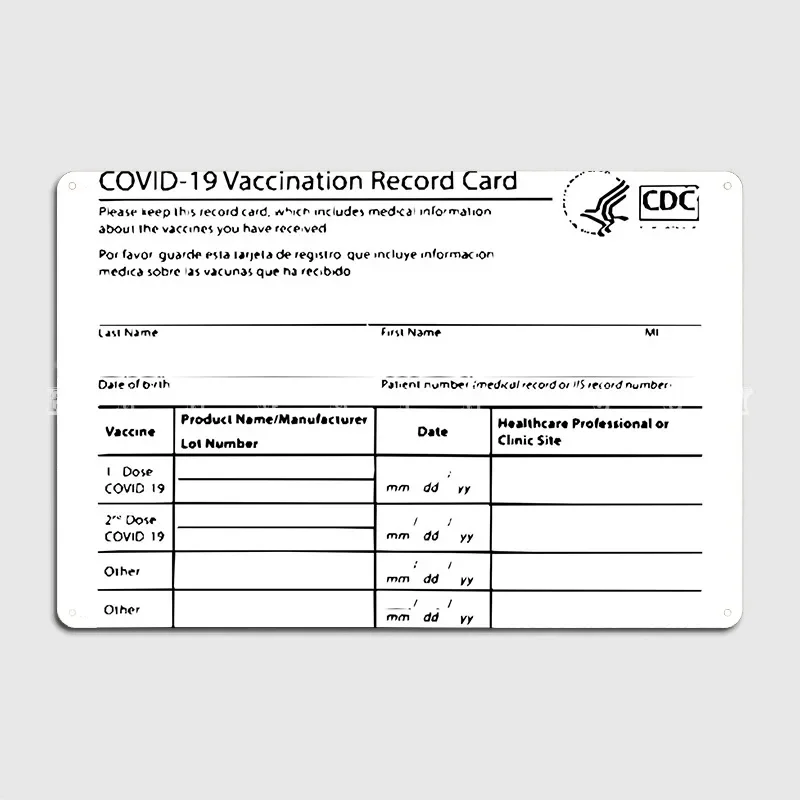 Covid Vaccination Card Metal Sign Wall Pub Bar Cave Personalized Poster Tin Sign Poster