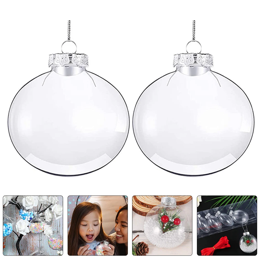 

DIY Hanging Flat Ball Plastic Christmas Ornaments Balls Fillable Clear for Tree Crafts Small Mini