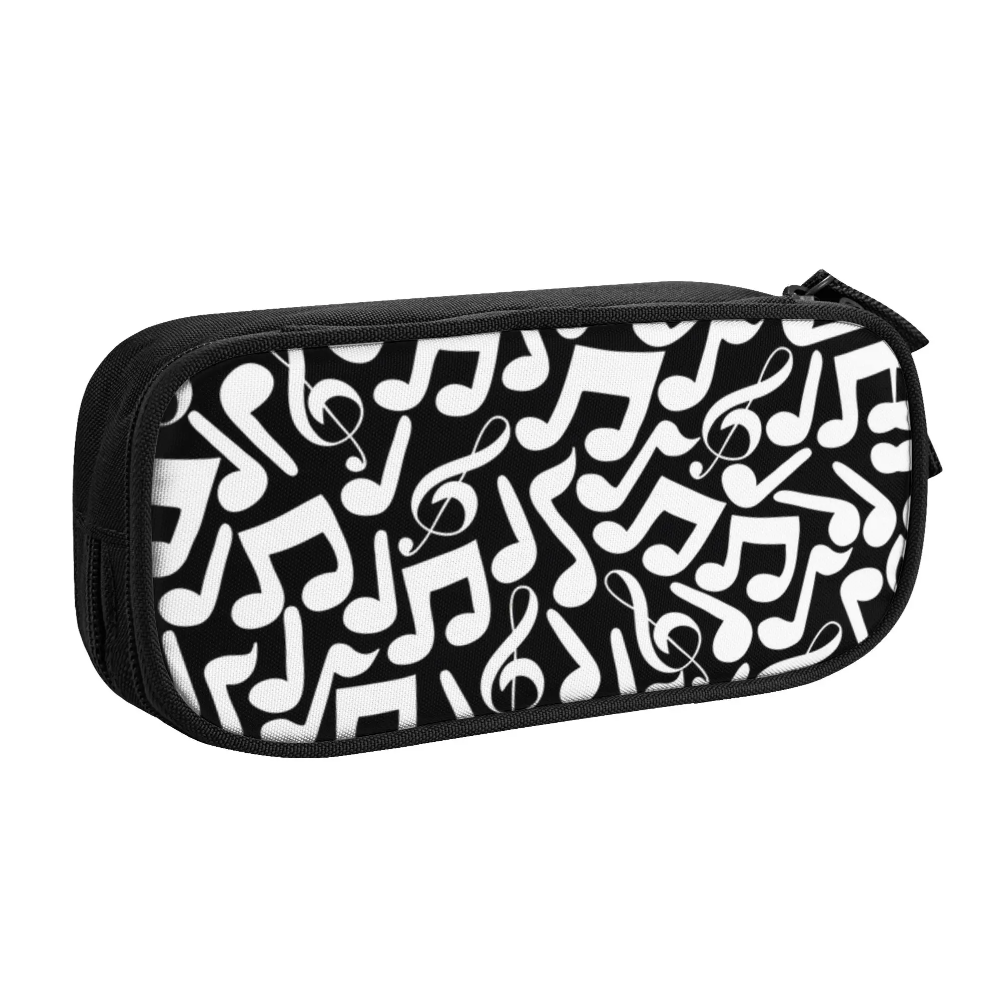 1 piece Stylish Black And White Pencil Case Student Pen Bag Music Notes School Pencil Pouch