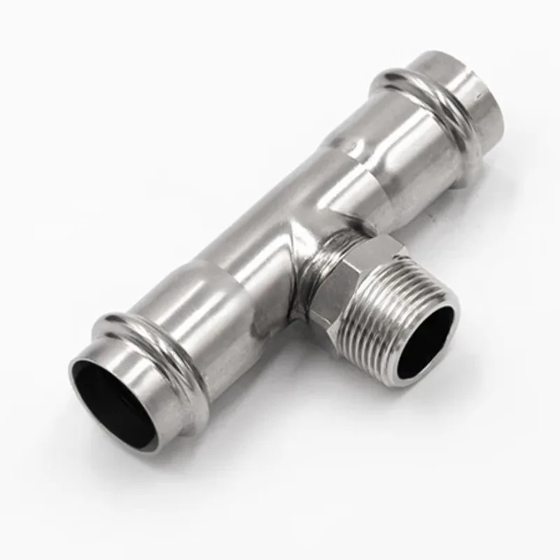 

304 stainless steel compression outer thread tee quick compression tee 316 thin-walled water pipe joint