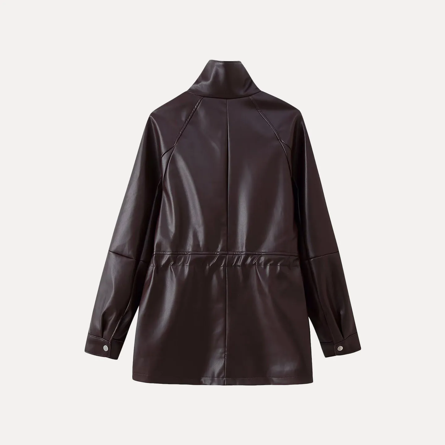 Faionable Double boutonnage coupe ajustée col montant en cuir Jaet femmes Sle bicolore automne nouveauté marque Z