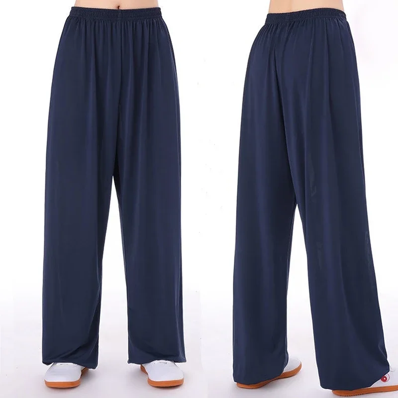 Unisex Tai Chi Hosen Eis Seide Tai Chi Kleidung Hosen Morgen Übung Sommer plus Größe lose Bloomers üben Kampfkunst Hose