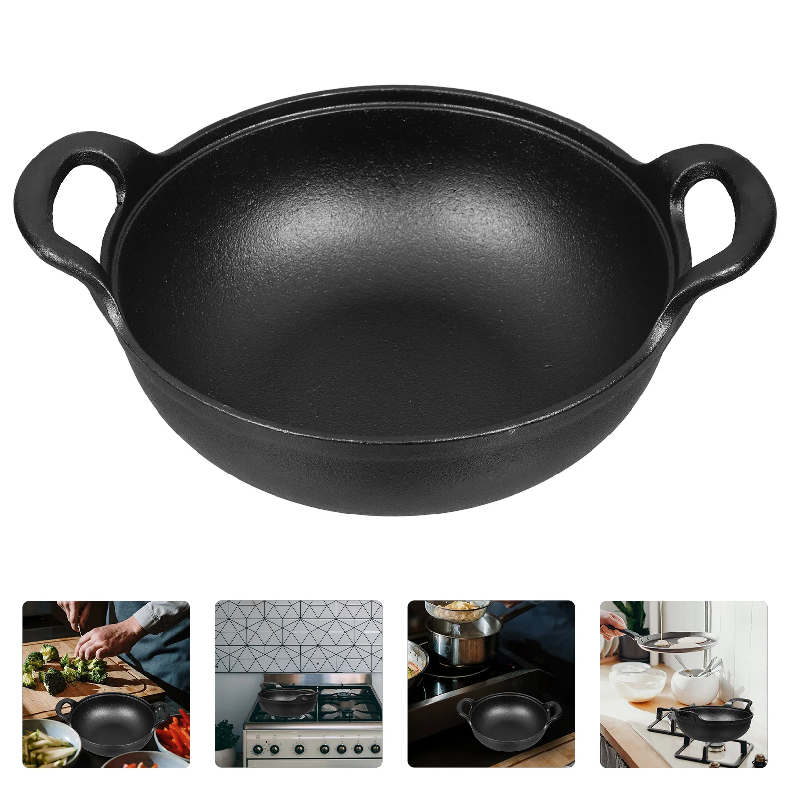 

Household Iron Pot Cast Iron Skillet for Outdoor Cooking Nonstick Stew Pan Soup Pot Camping Cookware 20X20X6.5cm
