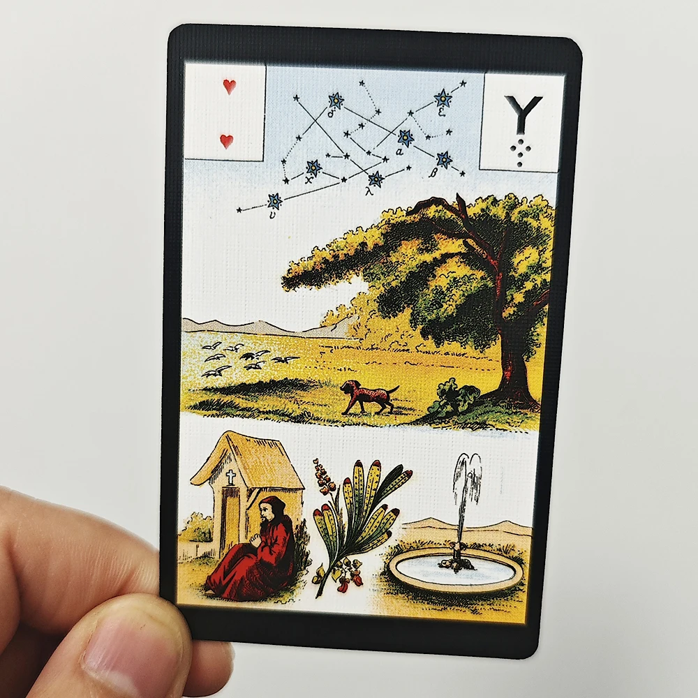 Mazzo Grand Jeu De Mlle Lenormand 9 * 6 cm stampato su cartoncino doppio goffrato 350GSM 54 carte Lenormand Oracle