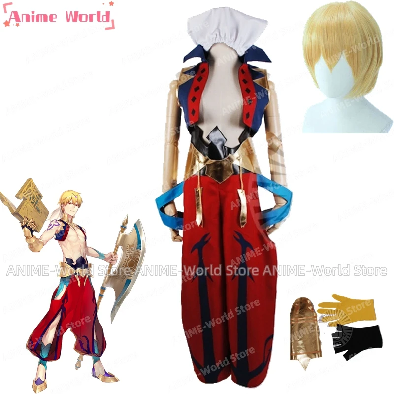 

《Custom Size》Game Fate Grand Order Zettai Majuu Sensen Babylonia Gilgamesh Cosplay Costume Christmas Hallowmas Costume Wig