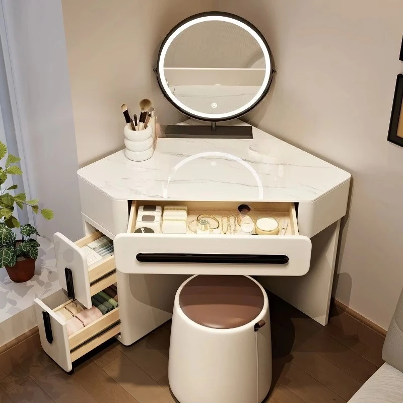 Integrated cream 80cm triangle dresser locker mirror master bedroom bedside small makeup table