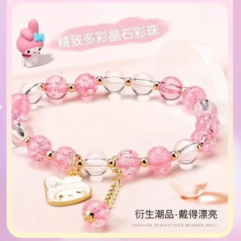 Sanrio Kuromi My melody children and girls fashionable and versatile sweet bestie beaded cartoon bracelet jewelry birthday gift