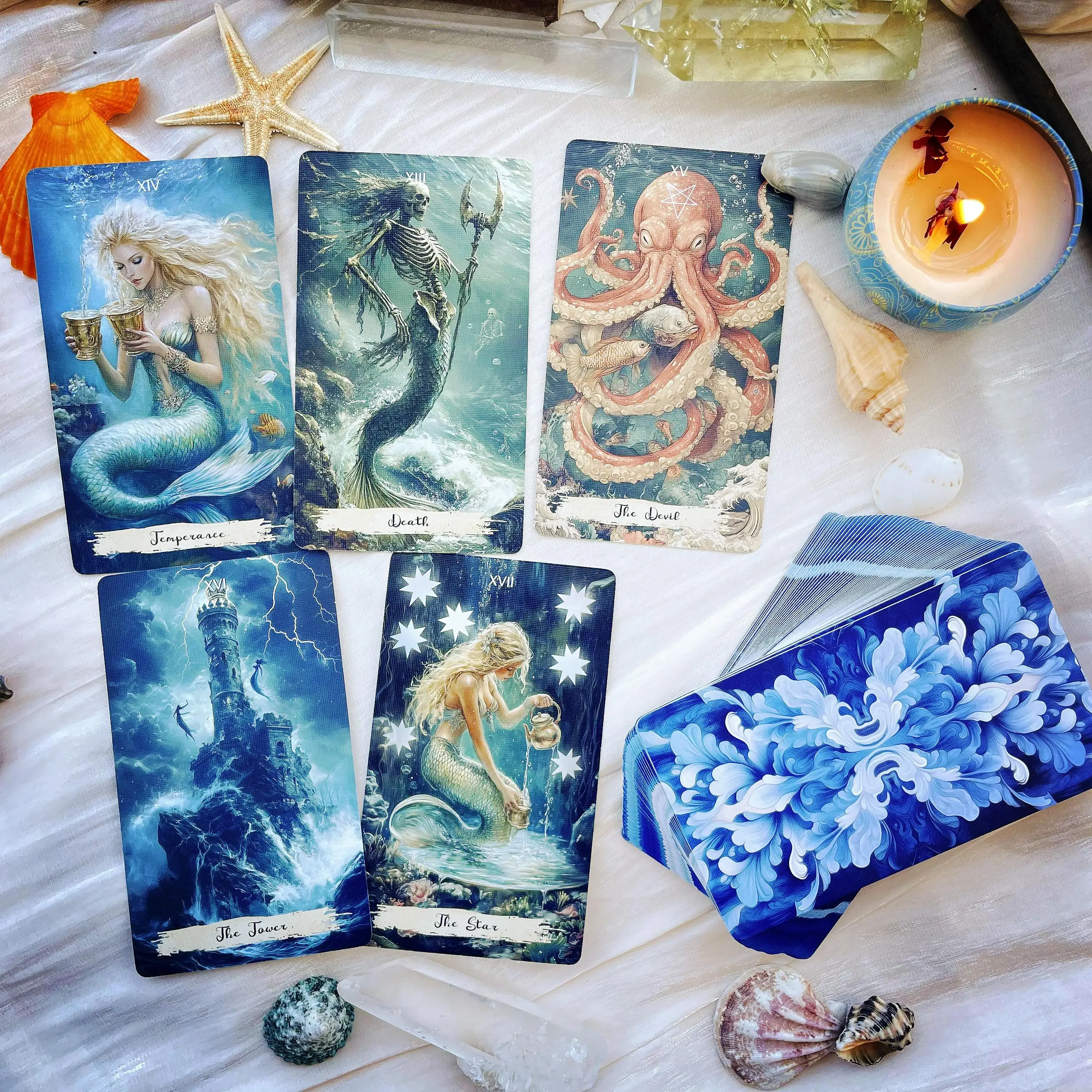 New Genuine Professional Mermaid Tarot Rider Waite Spanish English Cards 12x7 Gift Divination Deck 78 Beginner Tarot Rider Waite