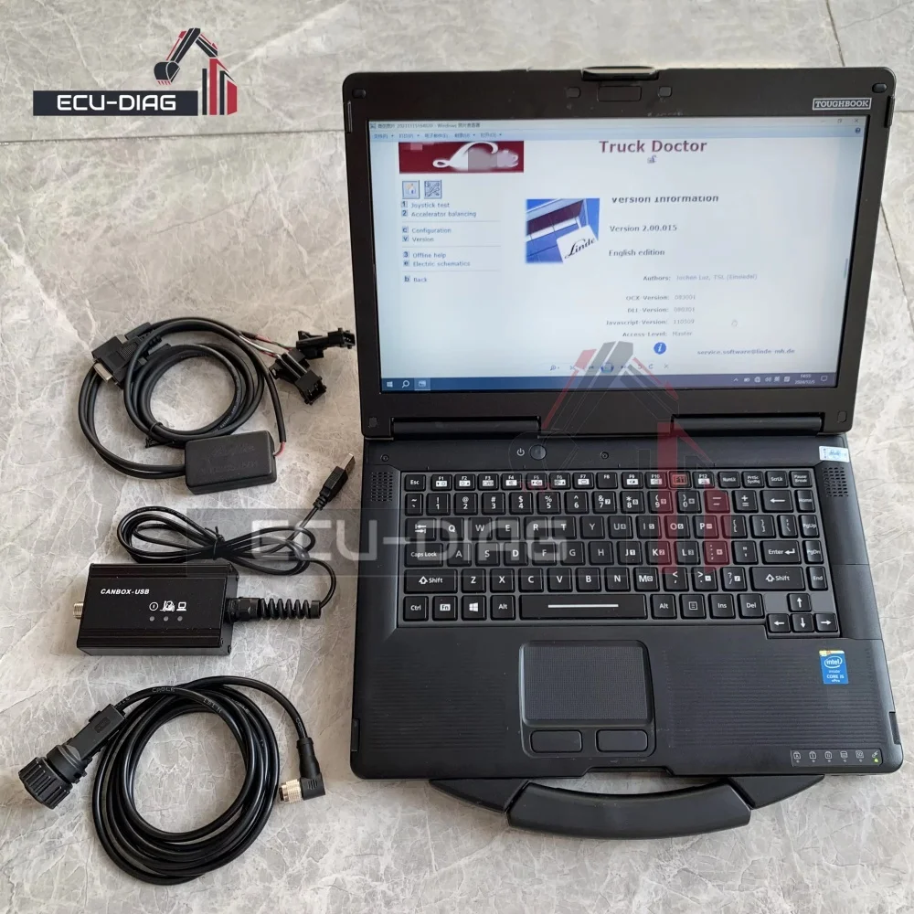For Linde Canbox Diagnostic Tool with Pathfinder Software Forklift Truck LSG Diagnostic Scanner Tool with Laptop
