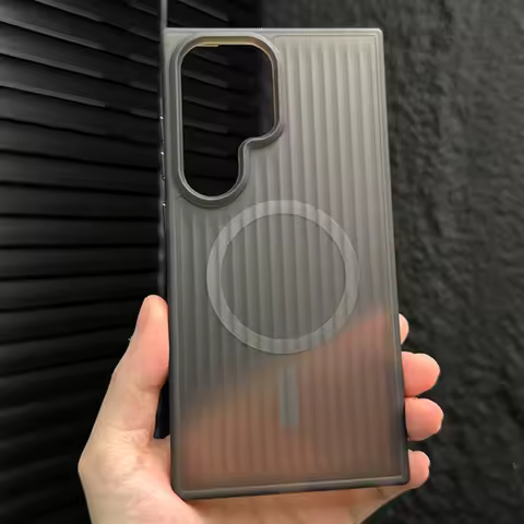 Luxury Matte Stripe Translucent Case For Samsung Galaxy S25 S24 S23 S22 S21 Plus Ultra Magsafe Wireless Charge Shockproof Cover