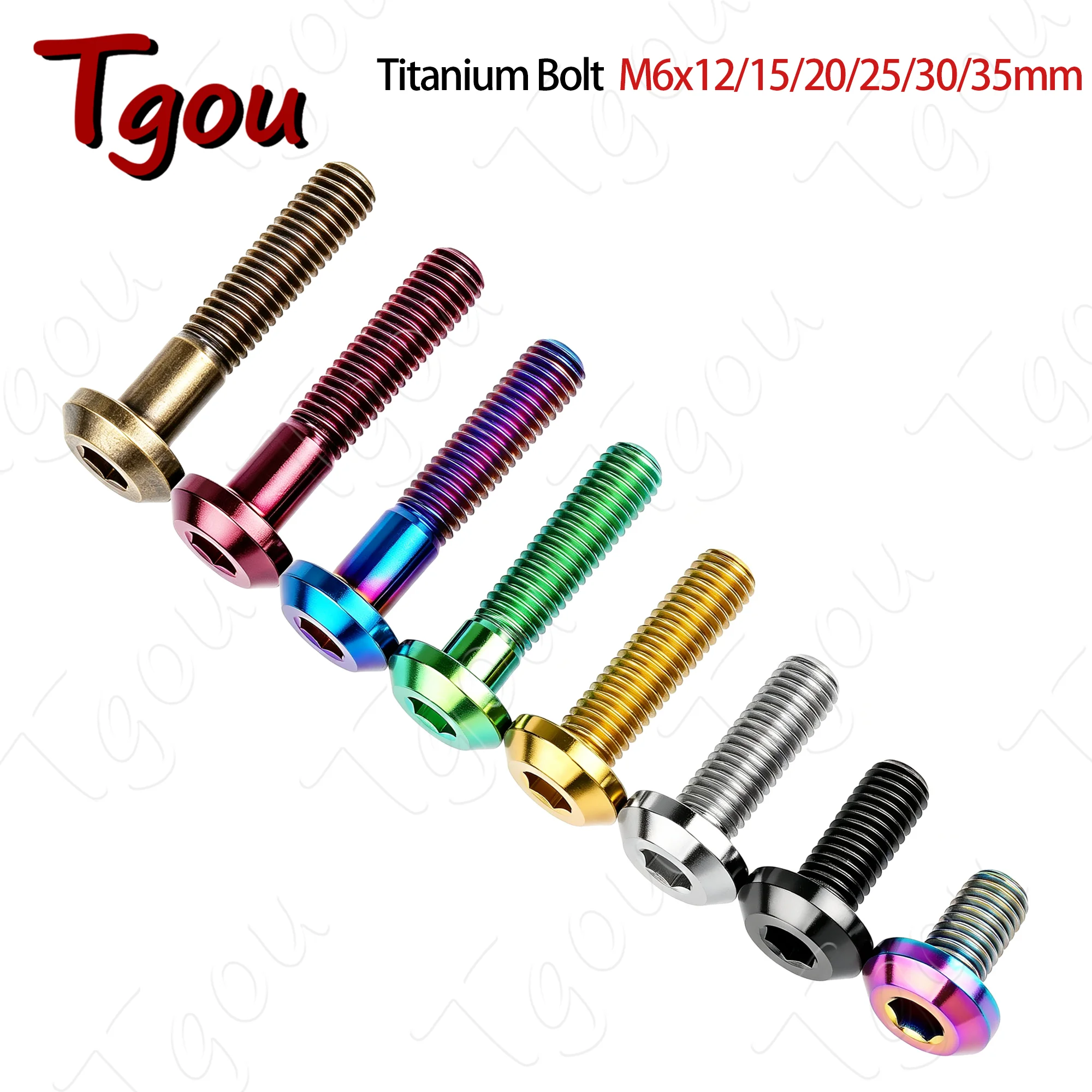 Tgou Titanium Bolt M6x12/15/20/25/30/35mm Inner Hexagon Screw for Bicycle Motorcycle