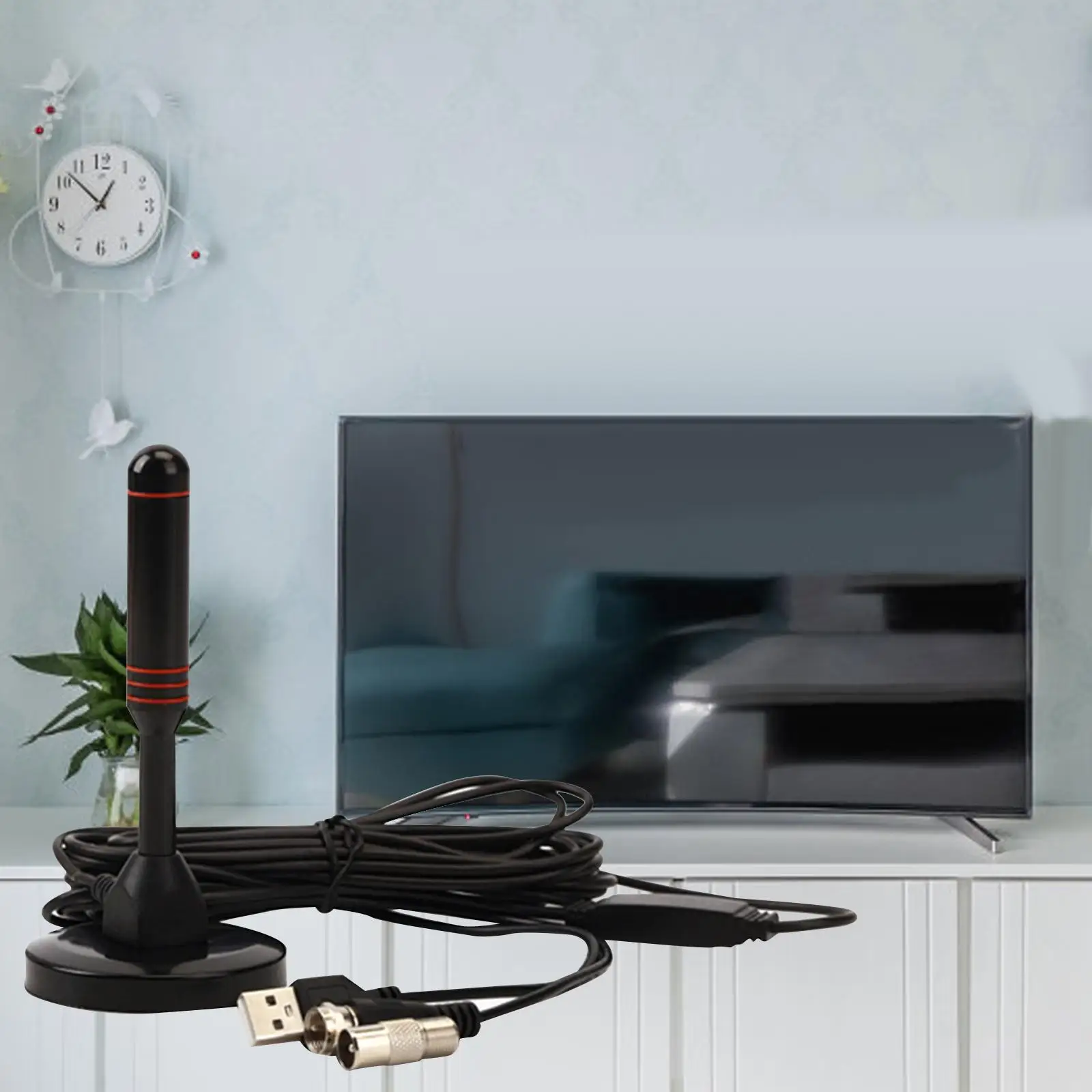 

HDTV Antenna Amplified Portable 360 Degree Reception Frequency Reception Car USB with Base Accessories for Dvb-t Isdb Atsc