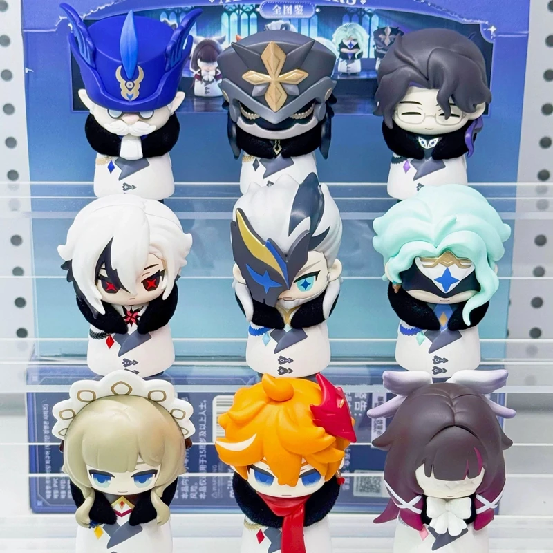 

Genuine Genshin Impact Fatui Harbingers Chibi Blind Box Pulcinella Anime Figure Capitano Mystery Box Dottore Model Ornament Gift