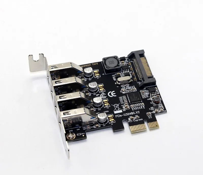 4 Port USB 3.0 5 Gbps PCI-Express X1 Card Adapter HUB Ondersteuning Low Profile Bracket