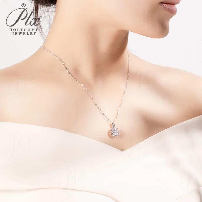 � ​ Sonnenblumen-Ohrstecker, Anhänger-Halskette, Moissanit-Schmuckset, stapelbar, S925 Sterling Silber, mehrfarbig, hypoallergene Charms – Detail 11