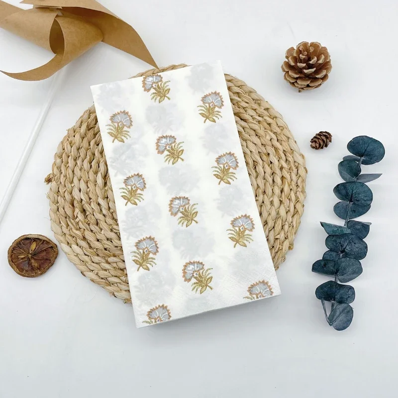 Floral Flower Printed Napkin Rectangle Paper Napkin Decorative Cup Flower Placemat Butterfly Bone Bart Paper 20pcs/Pac 33*40cm