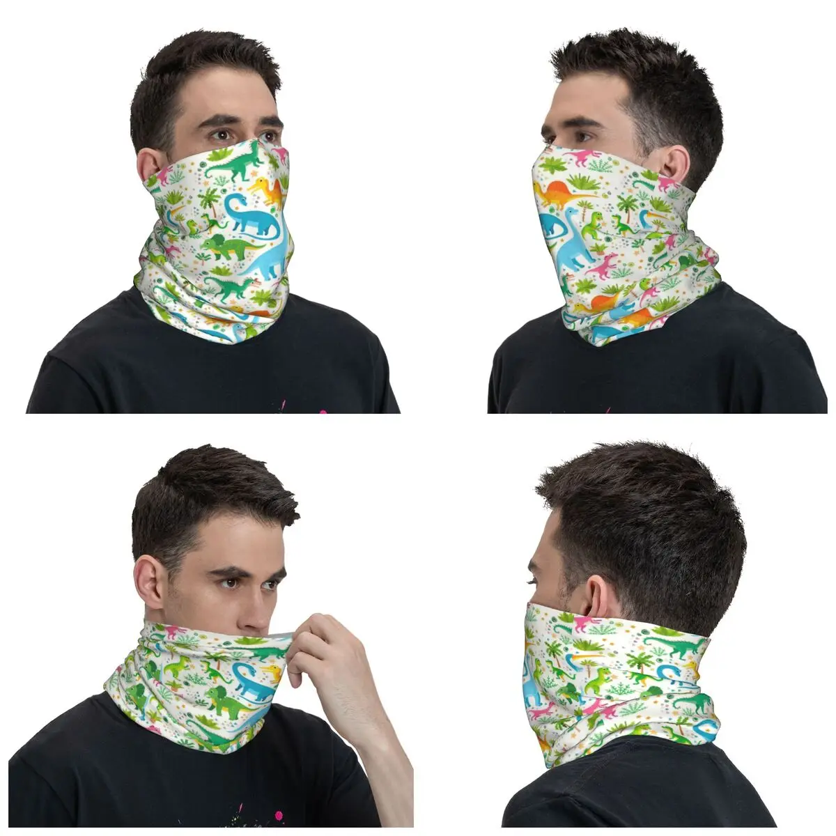 Cartoon Animal Dinosaur Pattern Winter Headband Neck Warmer Men Women Ski Running Tube Scarf Face Bandana Gaiter