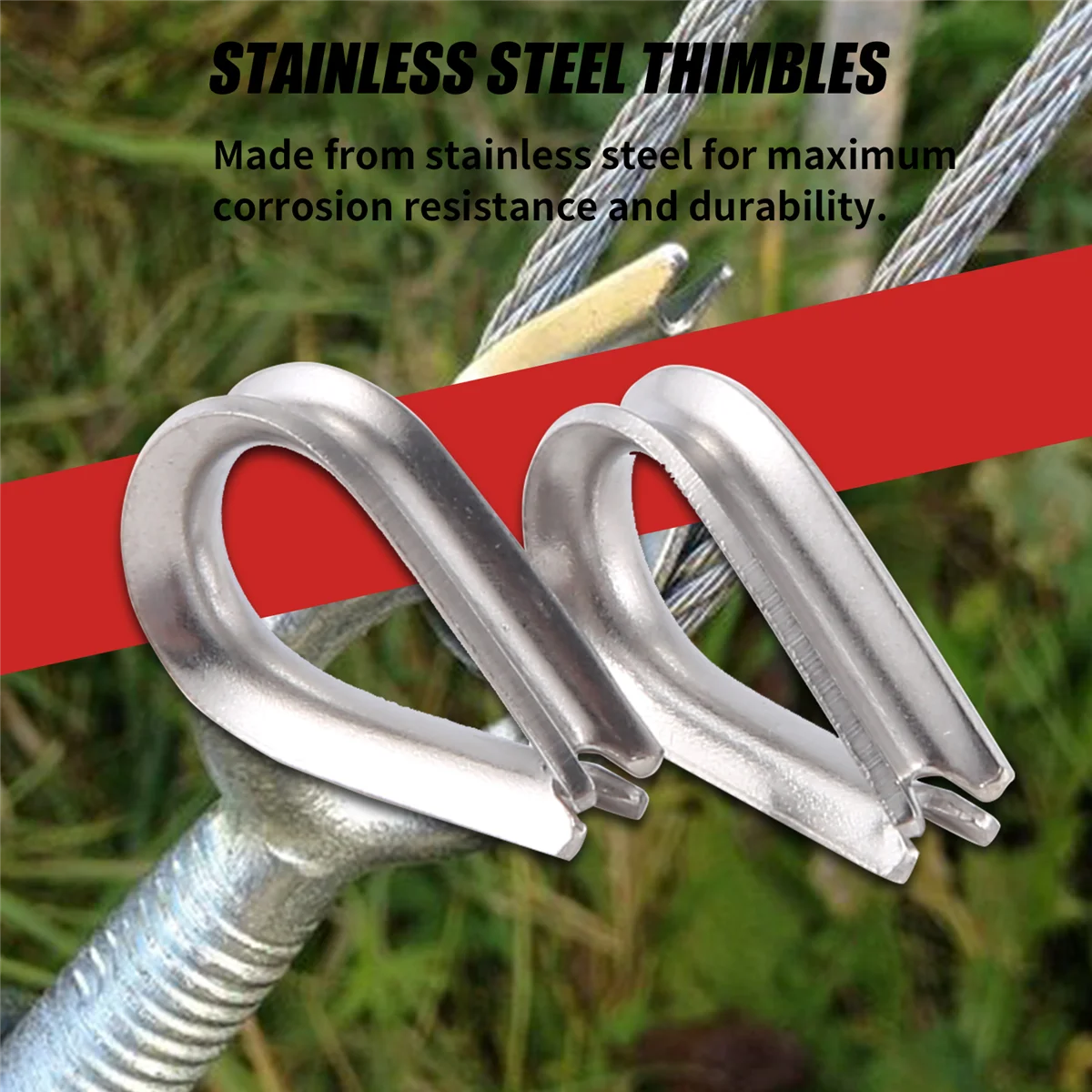 RIRI الفولاذ المقاوم للصدأ 2 مم سلك حبل كابل الكشتبانات لون فضي 20 قطعة