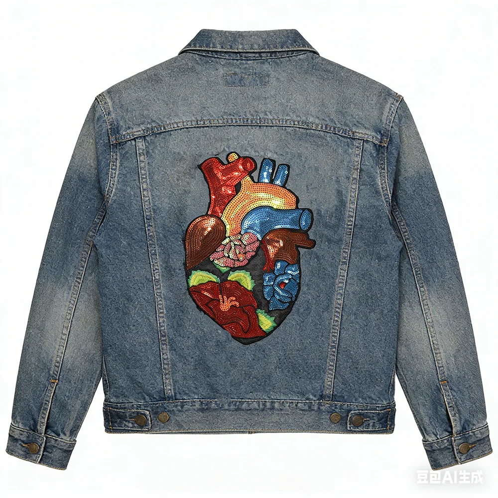 Heart Embroidery Patch For Clothing Iron on Patches Stripe Punk Patch Sticker Custom