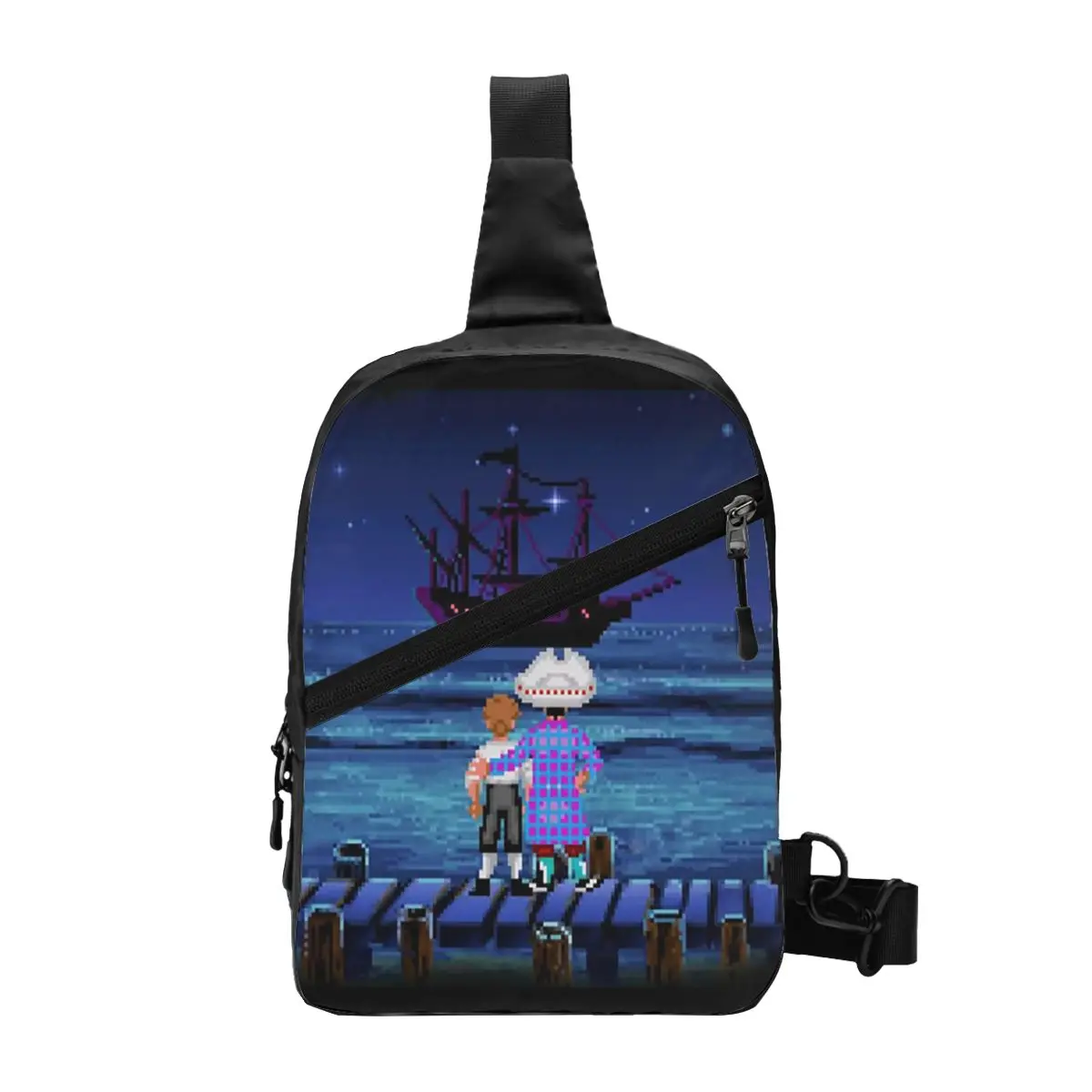 

Casual Monkey Island Pirate Adventure Game Crossbody Sling Backpack Men Shoulder Chest Bag for Traveling