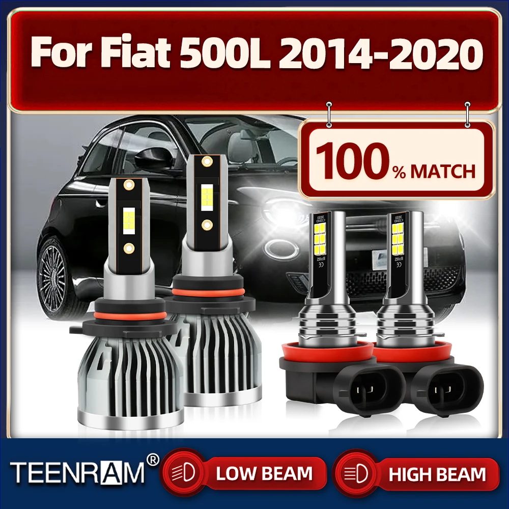 Led Car Headlight Bulb 40000LM High Low Beam 12V Turbo Fog Light 6000K White For Fiat 500L 2014 2015 2016 2017 2018 2019 2020