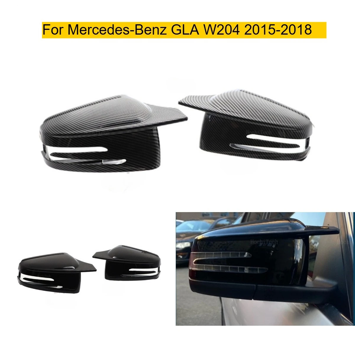 

Для Mercedes-Benz GLA 2015 2016 2017 2018 W204 Сменный яркий черный чехол для зеркала из углеродного волокна