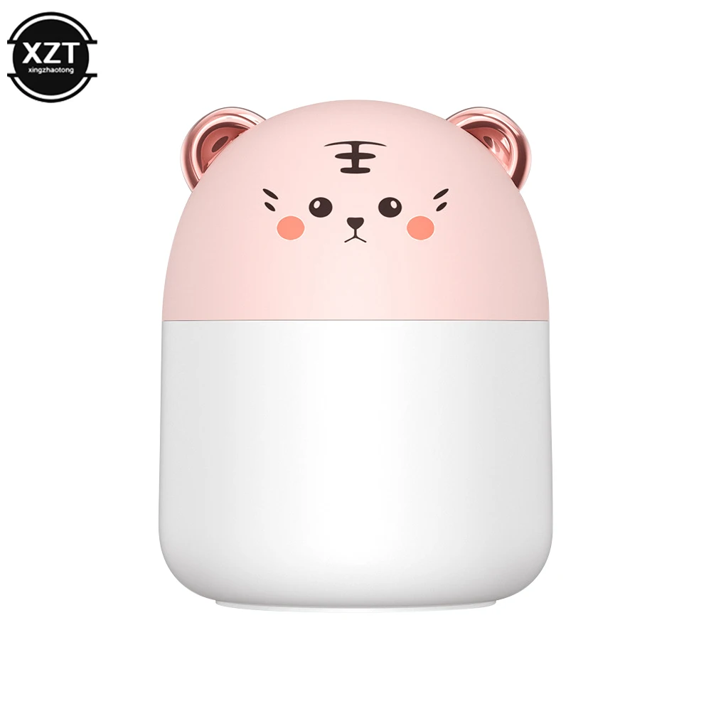 Cute Desktop Humidifier With Colorful Atmosphere Light 250ml Capacity Cool Mist Aroma Diffuser Home Bedroom Humidifier Purifier