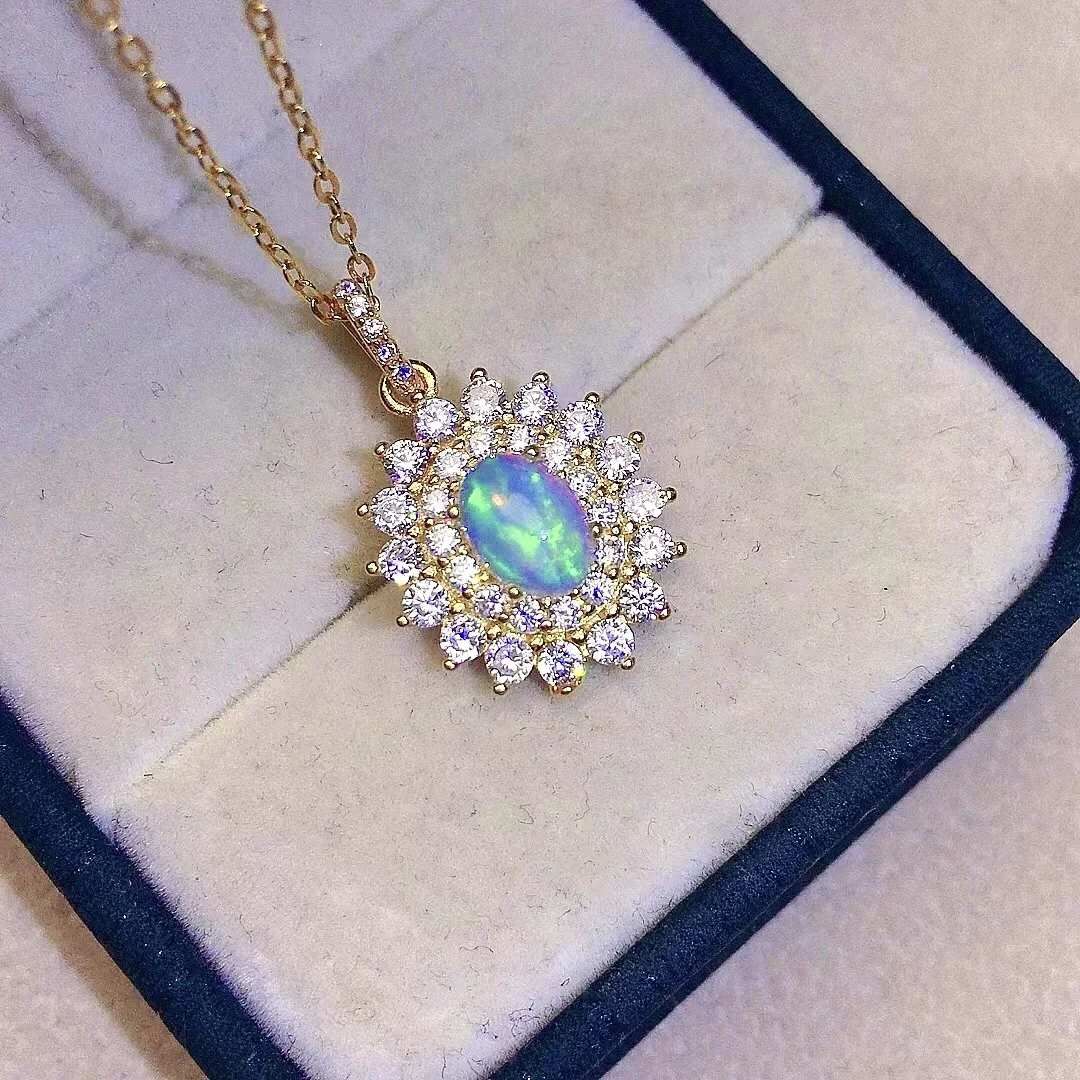 

Классический блестящий опал кулон для повседневного ношения 5 мм * 7 мм 0,4 карата натуральный опал ожерелье кулон 925 серебряный опал ювелирные изделия