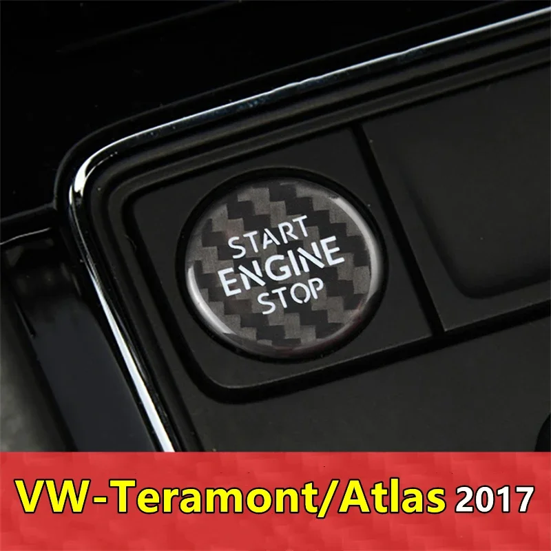 Для Volkswagen Atlas автомобильный двигатель, кнопка запуска и остановки, наклейка из настоящего углеродного волокна 2017, подходит для VW Teramont