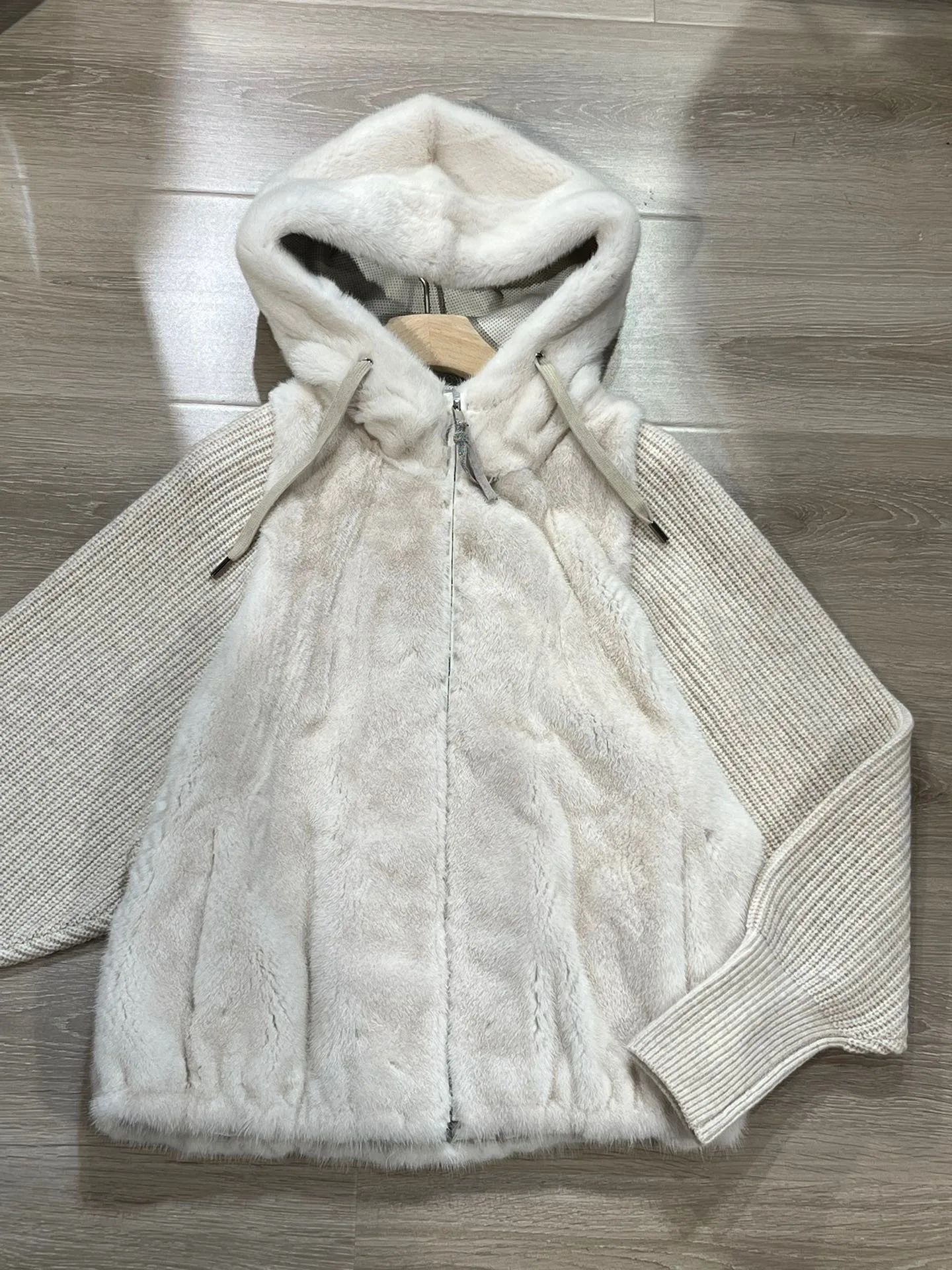 Luxurious Real Mink Fur Hooded Loose Cardigan