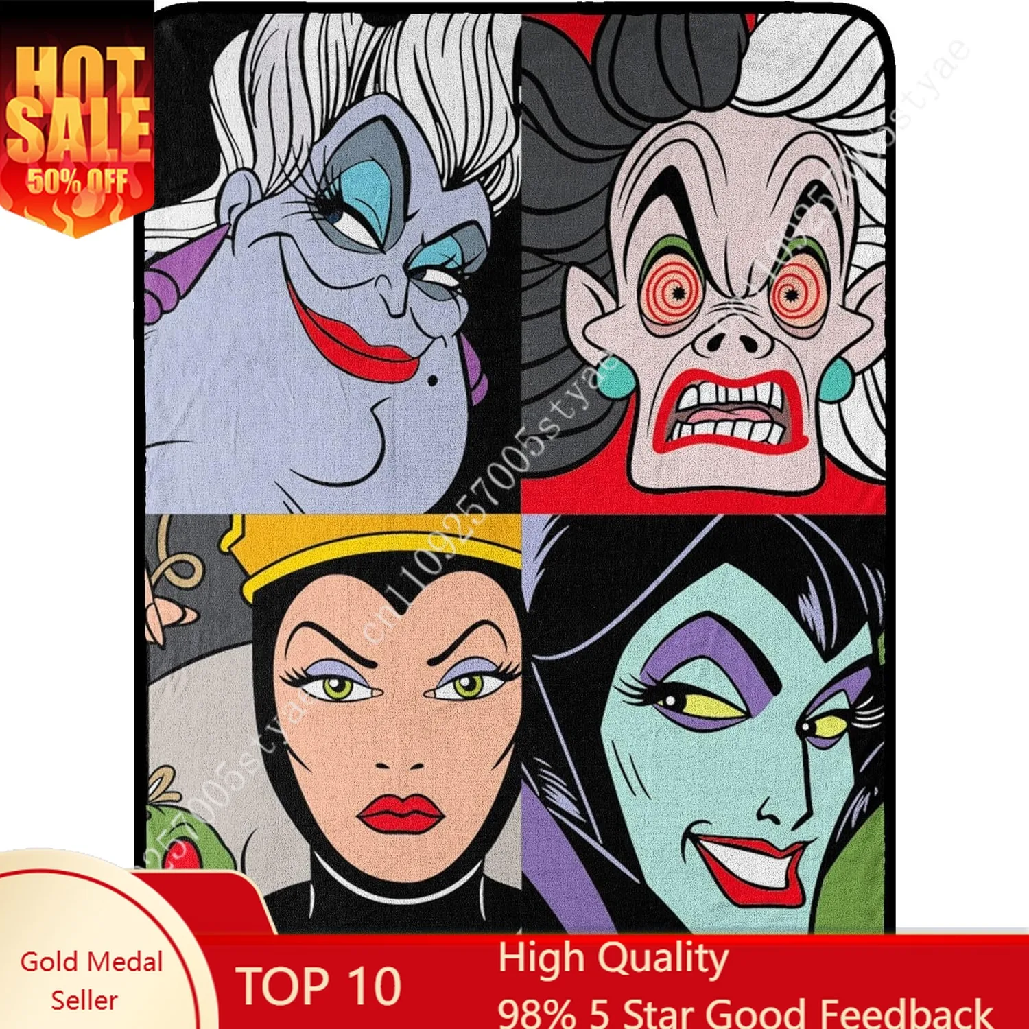 

Villains Blankets Disney Cartoon Plush Blanket Soft Indoor Decoration Child Holiday Party Boy Girl Gifts Warm Custom Quilt