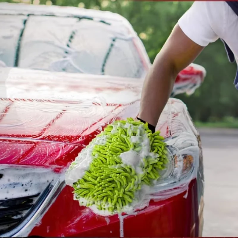 Microfiber Car Wash Mitt, Chenille Scratch-Free Cleaning Glove for Car Washing, Drying & Detailing view 3