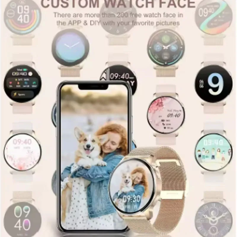 2025 reloj inteligente para mujer completamente táctil Bluetooth llamada Fitness Tracker presión arterial reloj inteligente señoras para Nubia REDMAGIC 7 LG V50S