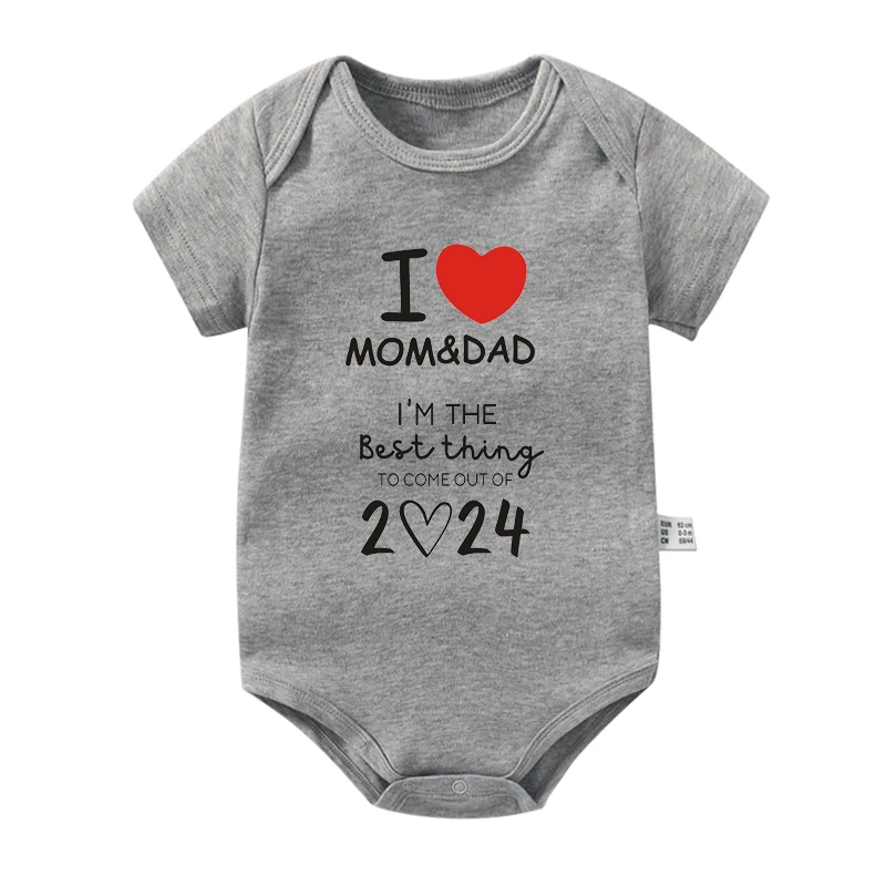 I\'m The Best Thing 2024 Newborn Baby Rompers Cute I Love Mom and Dad Infant Summer Bodysuits Short Sleeve Boys Girls Clothes