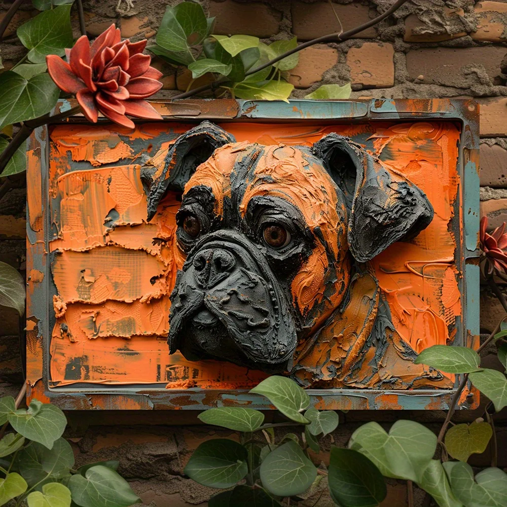 복서 개 알루미늄 금속 주석 기호 - 1개 8x12인치 집, 체육관, 교실, 추수감사절 선물, 가을 겨울을 위한 빈티지 애완동물 장식