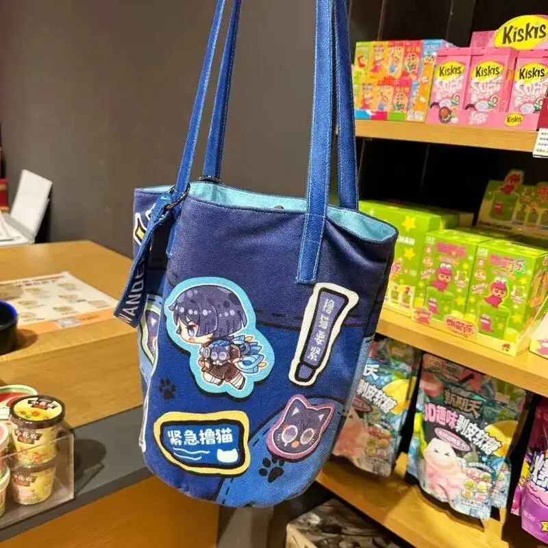 

Anime Game 2025 GS Impact Cos Wanderer Balladeer Unisex Large-Capacity Q Version Printed Canvas Bucket Handbag Present