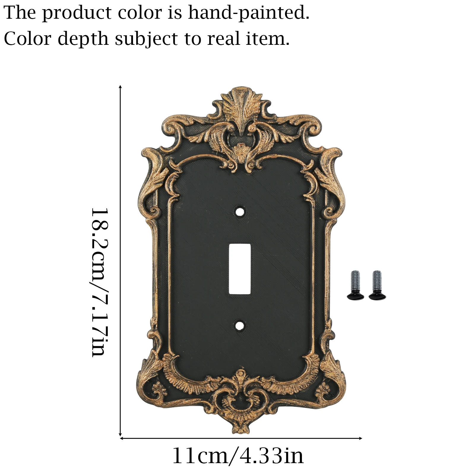 Vintage Ornate Black Gold Switch Plate, Plastic Decorative Outlet Wall Cover for Gothic Bedroom Bathroom Decor