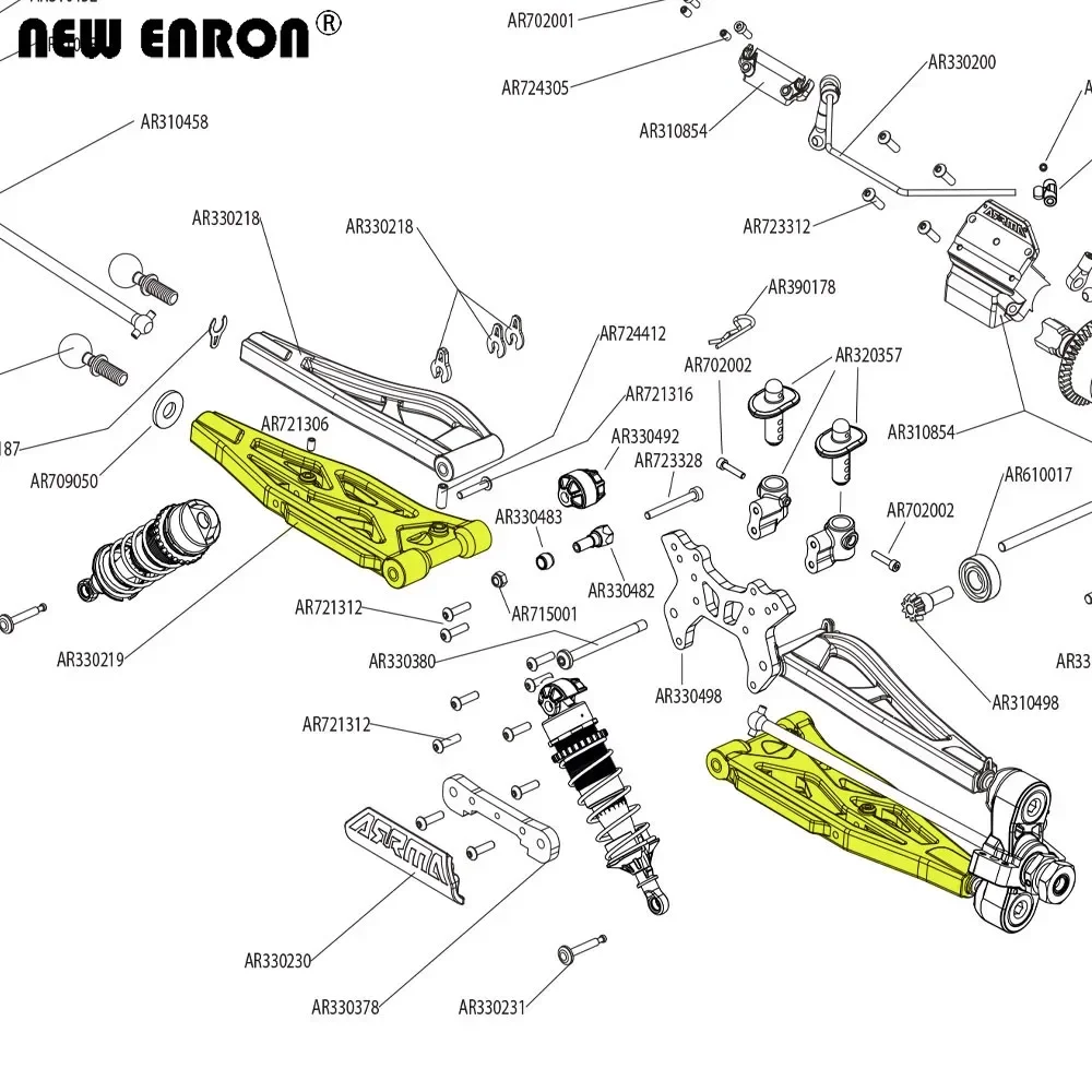 ENRON-brazos de suspensión inferiores delanteros de aluminio, reemplazo AR330219 para RC 1/8 ARRMA 6S Series KRATON OUTCAST NOTORIOUS TALION, nuevo, 1 par