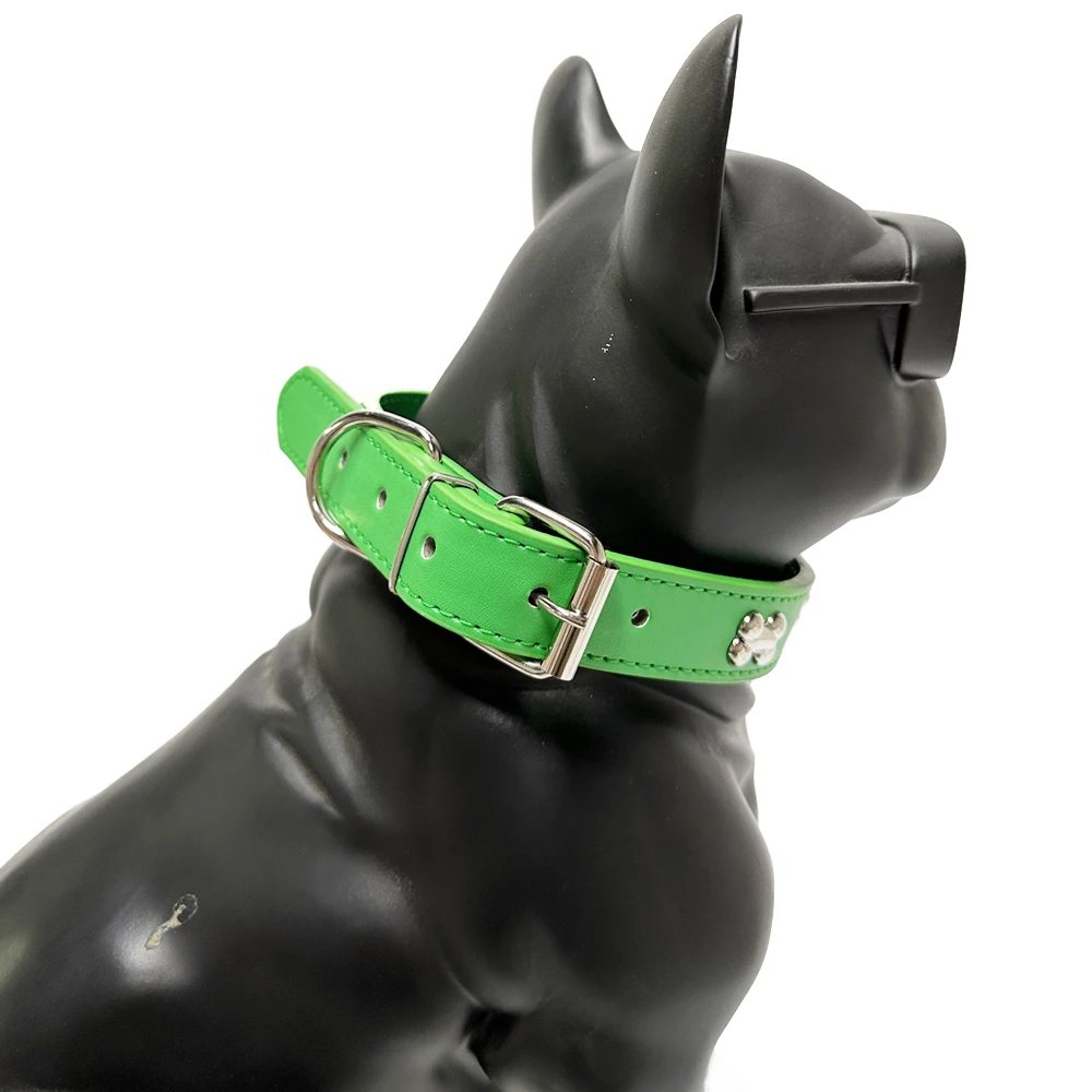 Leather Dog Collar Cute Bone Rivet Adjustable Durable D ring PU Leather Dog Collars for Small Large Dog Accessories Pug Collar