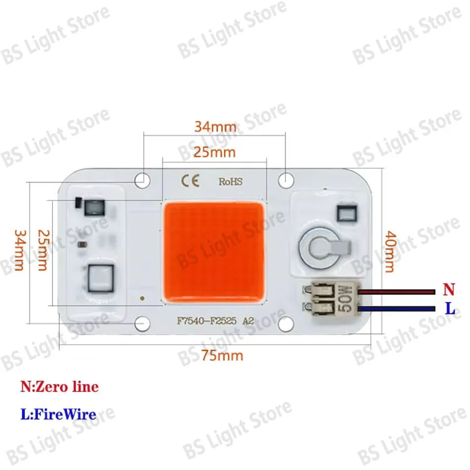 LED COB Chip 50W AC220V AC110V Ohne Treiber, Ohne Schweißen, Intelligenter IC für DIY LED-Lampen, Strahler, Weiß, Rot, Blau, Pflanzenlicht – Detail 4
