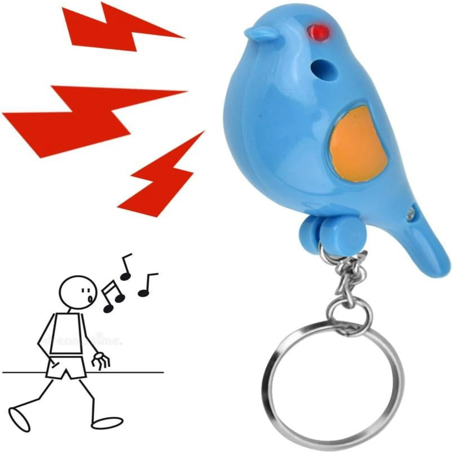 Whistle Key  Voice Control Bird Shape Keychain Mini Key Anti-Lost Tracer  with LED Light Suitable for Key Wallet Cellphone