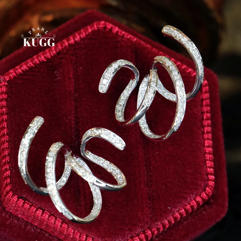 

KUGG серьги из 100% белого золота 18 карат, романтический стиль, 0,52 карата, серьги-гвоздики с настоящими натуральными бриллиантами для женщин, ювелирные изделия для вечеринок