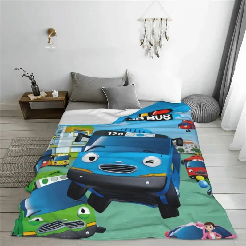 Tayo The Little Bus Child Wool Blankets Korea cartoon anime for kids Custom Throw Blanket for Bed Sofa Couch 200x150cm Quilt