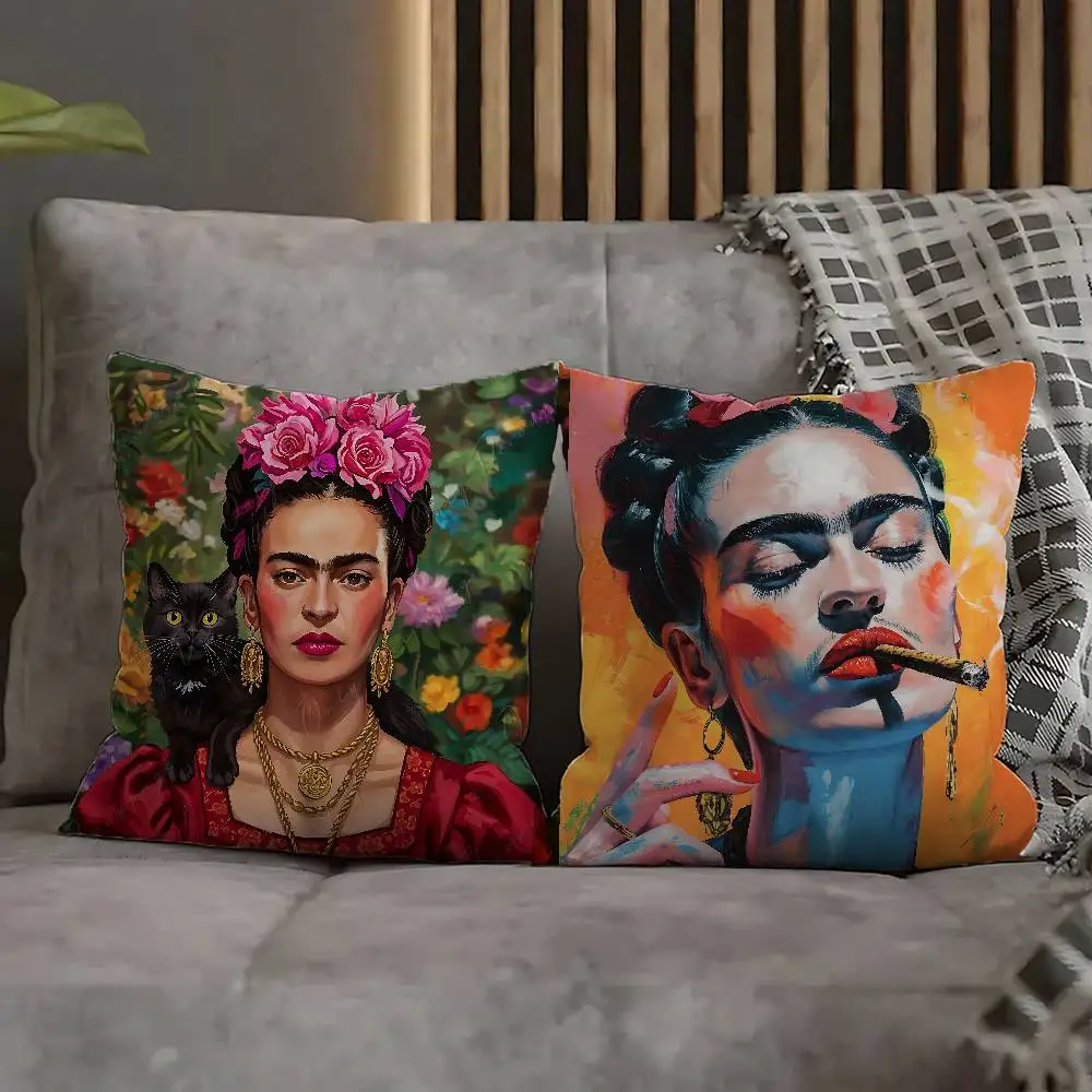 F-FridaS-S K-KahloES Throw Pillow Case For 55x55cm 40x40cm 45x45cm 50x50cm 30x30cm Square Office Pillowship Cover