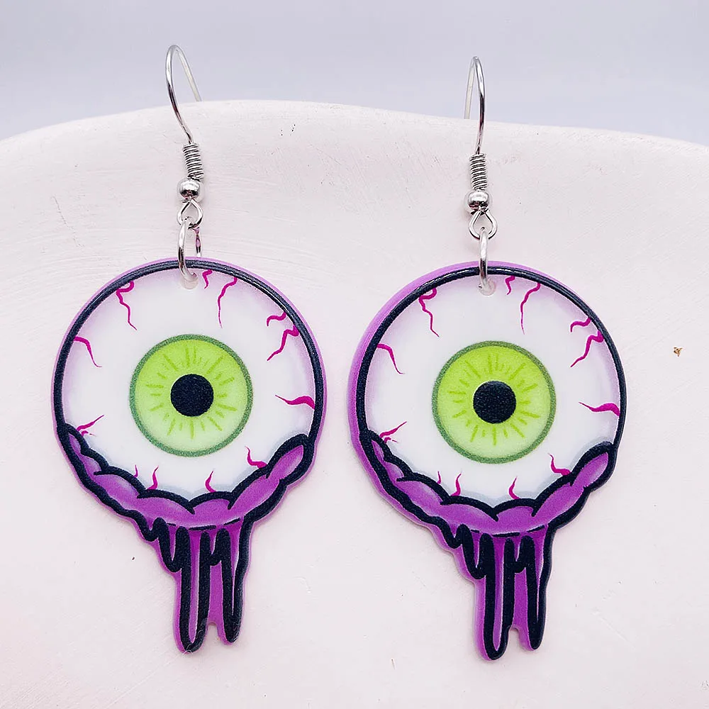 New Halloween Earrings Creative Coffin Clown Halloween Terror Eye Beads Acrylic Dangle Earrings for Women Jewelry