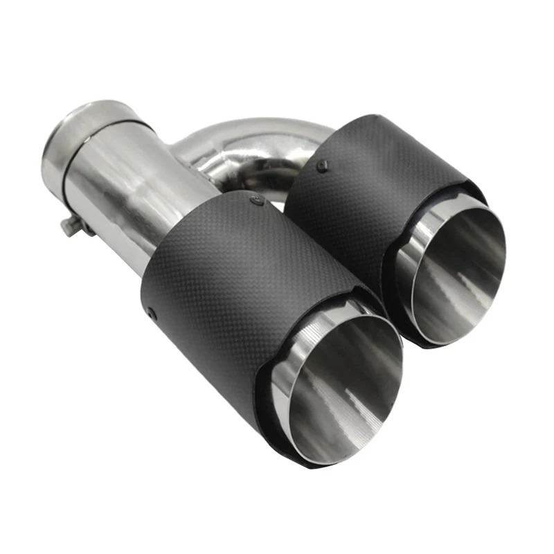 new 2pcs Carbon Fiber h Type Exhaust Pipe with Dual End Tips Tail Muffler for Cars Exhaust System