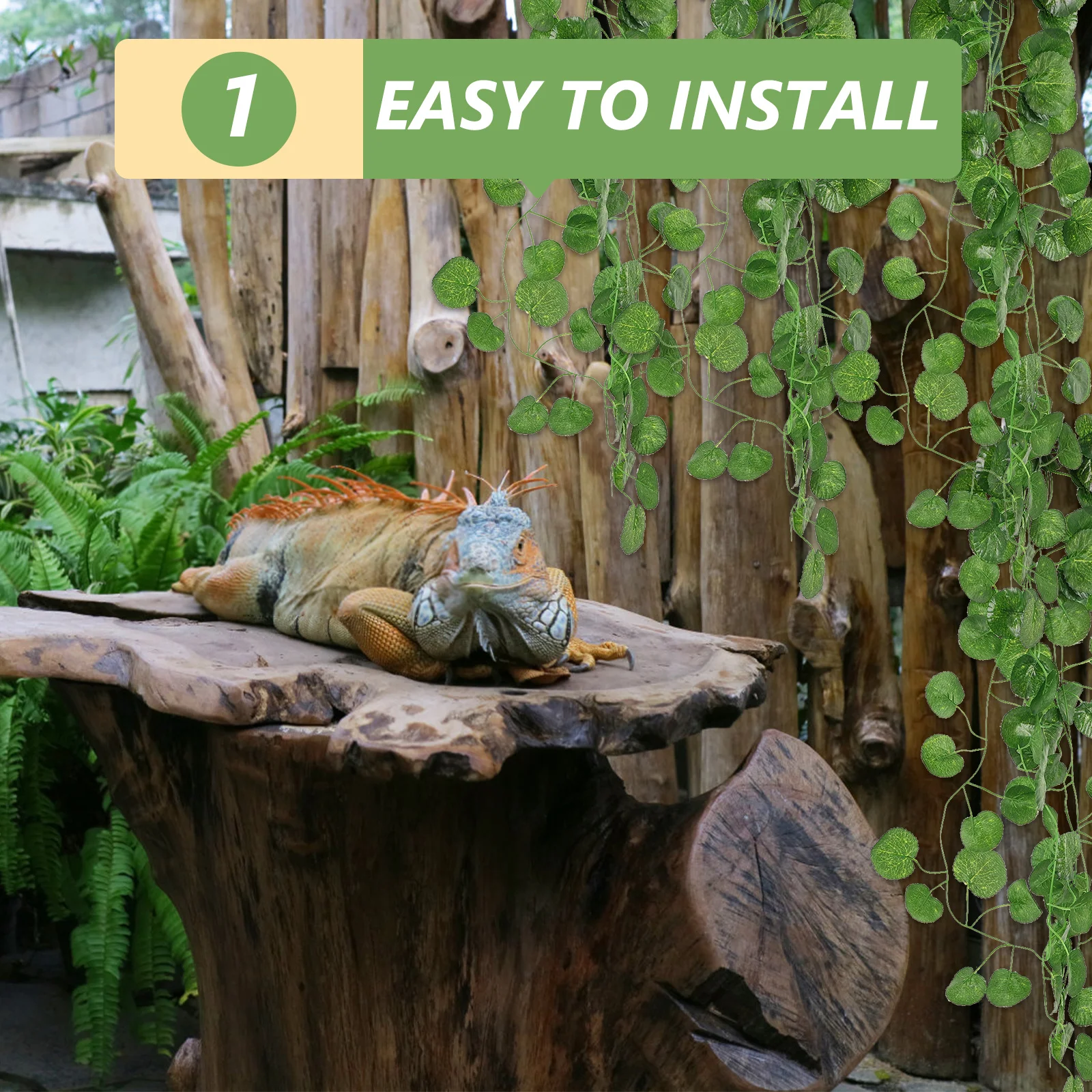 

Realistic Simulation Reptile Plant Decorative Hanging Terrarium Vine Easy Installation Fake Plastic Plant Reptile Tank Landscape