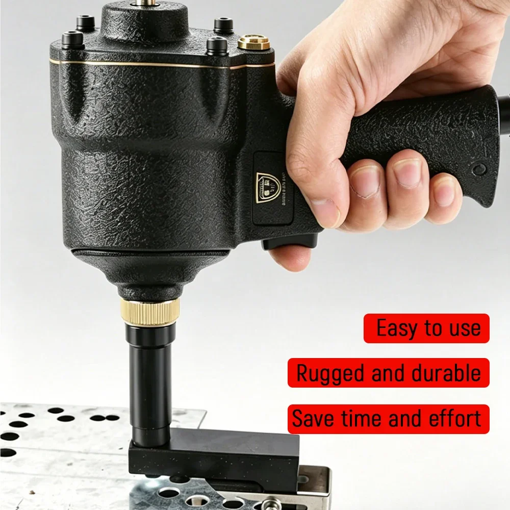 Heavy Duty Pneumatic Rivet Gun, Industrial Punching Tool for Metal Stainless Steel Sheet, Auto Nail Gun, DIY Installation